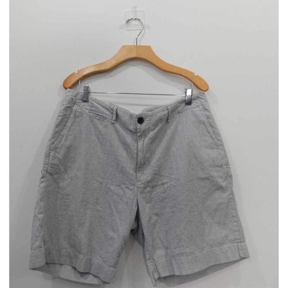 Billy Reid Shorts‎ Mens Size 36 Gray Cotton Chino Casual Striped Bermuda USA